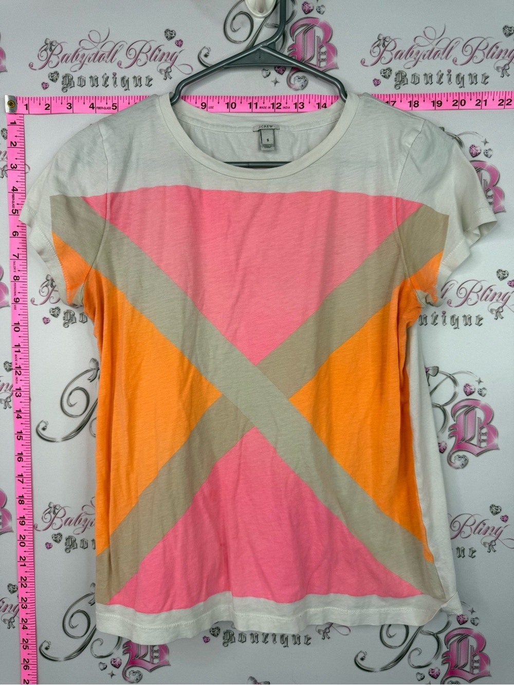 J. Crew tshirt Pink & Orange Geometric Short Sleeve Tee